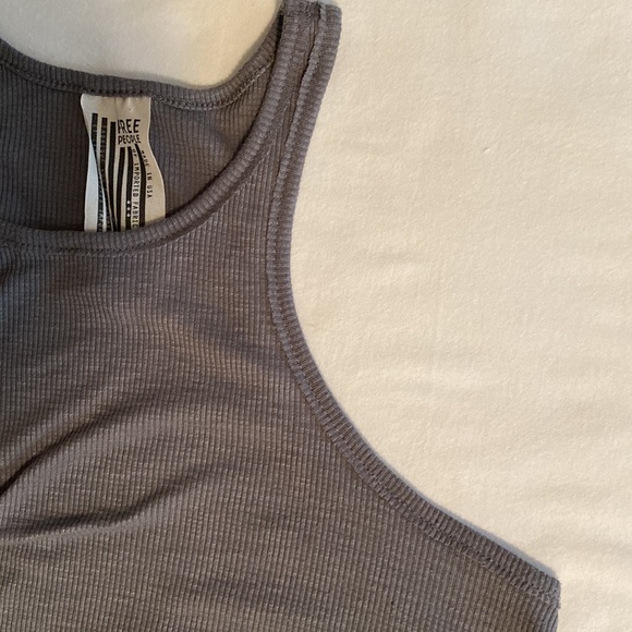 Free People Long Beach racer back ribbed grey swing tank trapeze - Picture 6 of 14